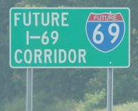 Future I-69 Corridor sign on U.S. 51 near Dyersburg, Tennessee.